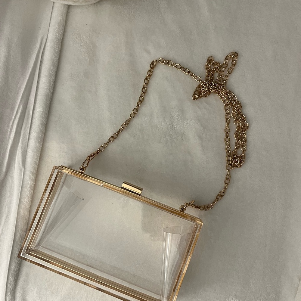 Chic Gold Chain Clear Clutch